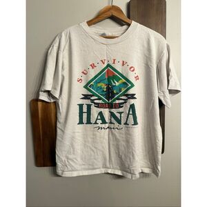 Vintage HL Miller Total Tee Survivor Road To Hana Graphic Tee Off White Medium